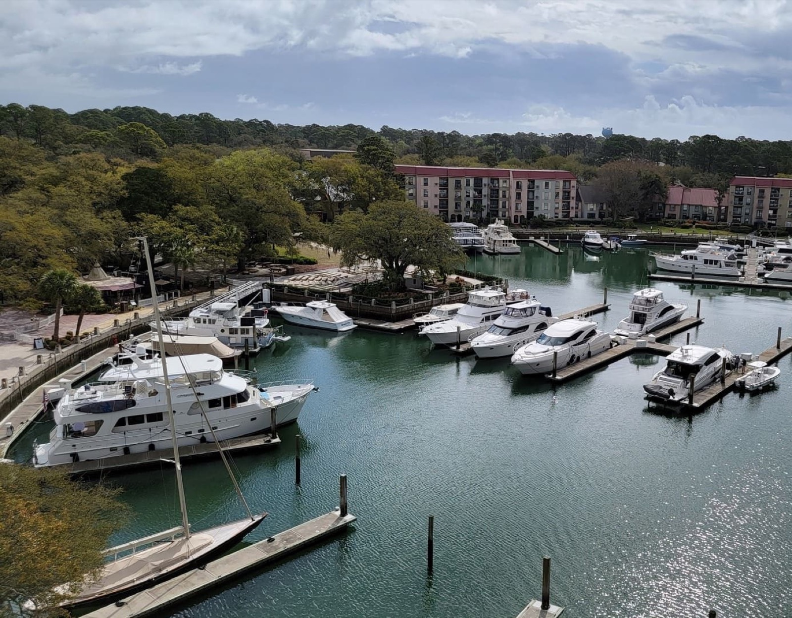 Yachts docked in Harbour Town marina